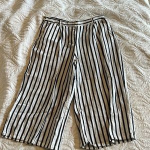Striped Linen Wide Leg Capris